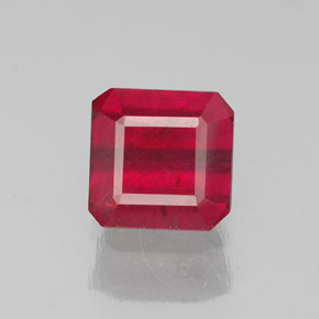 Rubi vermelho natural 1,60ct, corte esmeralda, SI