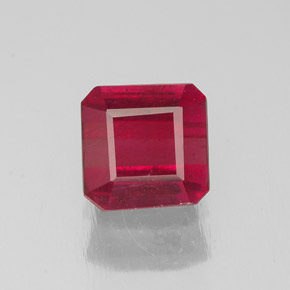 Rubi vermelho natural 1,44ct, corte esmeralda, SI