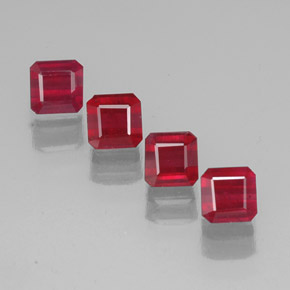 Pedras preciosas de rubi vermelho natural de  ct, corte esmeralda, SI