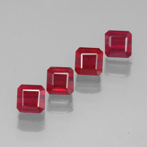 Pedras preciosas de rubi vermelho natural de  ct, corte esmeralda, SI