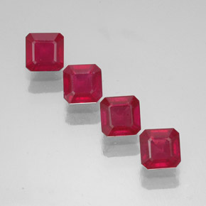 Pedras preciosas de rubi vermelho natural de  ct, corte esmeralda, SI