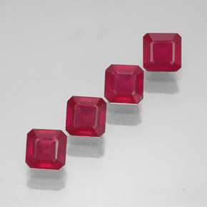 Pedras preciosas de rubi vermelho natural de  ct, corte esmeralda, SI