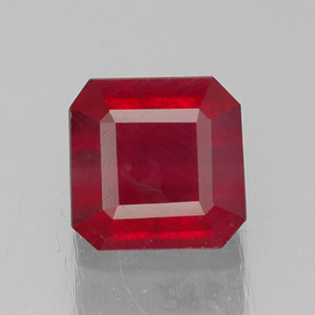 Rubi vermelho natural 1,47ct, corte esmeralda, SI