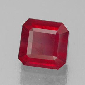 Rubi vermelho natural 1,47ct, corte esmeralda, SI