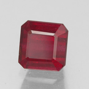 Rubi vermelho natural 1,87ct, corte esmeralda, SI