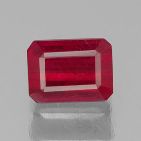 Rubi vermelho natural 1,57ct, corte esmeralda, SI
