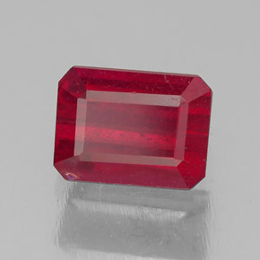 Rubi vermelho natural 1,57ct, corte esmeralda, SI