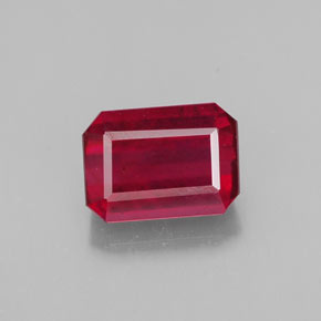 Rubi vermelho natural 1,48ct, corte esmeralda, SI