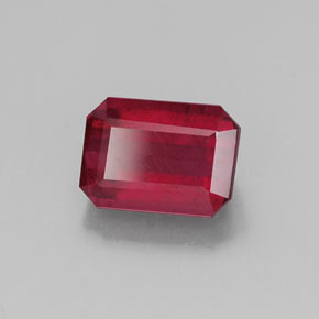 Rubi vermelho natural 1,48ct, corte esmeralda, SI