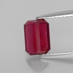 Rubi vermelho natural 1,48ct, corte esmeralda, SI