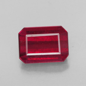 Rubi vermelho natural 1,53ct, corte esmeralda, SI