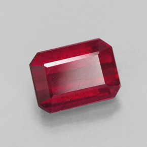 Rubi vermelho natural 1,53ct, corte esmeralda, SI
