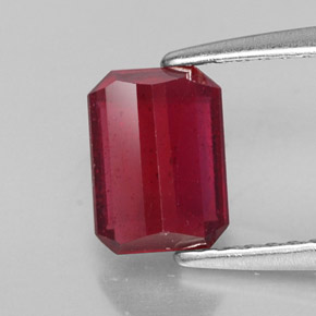 Rubi vermelho natural 1,53ct, corte esmeralda, SI
