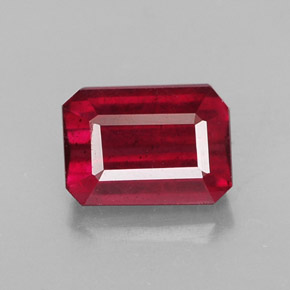 Rubi vermelho natural 1,60ct, corte esmeralda, SI