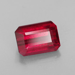 Rubi vermelho natural 1,60ct, corte esmeralda, SI