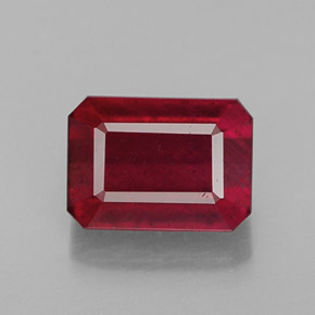 Rubi vermelho natural 1,70ct, corte esmeralda, SI