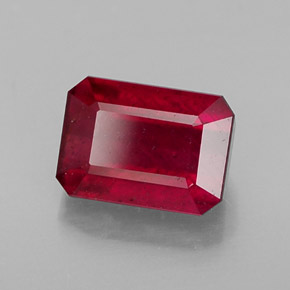 Rubi vermelho natural 1,70ct, corte esmeralda, SI