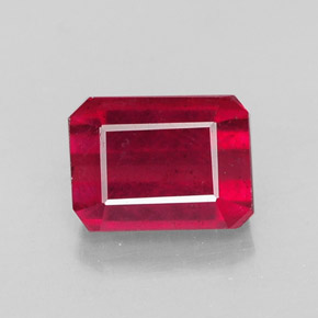 Rubi vermelho natural 1,73ct, corte esmeralda, SI