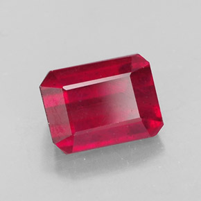 Rubi vermelho natural 1,73ct, corte esmeralda, SI