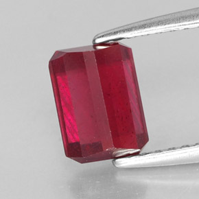 Rubi vermelho natural 1,73ct, corte esmeralda, SI