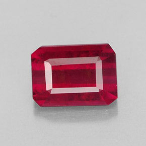 Rubi vermelho natural 1,59ct, corte esmeralda, SI