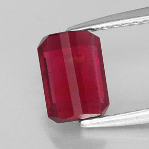 Rubi vermelho natural 1,59ct, corte esmeralda, SI