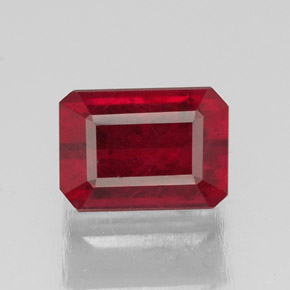 Rubi vermelho natural 1,78ct, corte esmeralda, SI