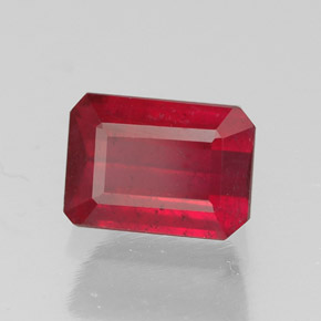 Rubi vermelho natural 1,69ct, corte esmeralda, SI