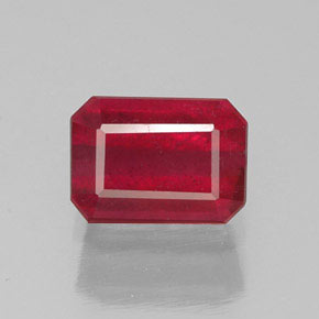 Rubi vermelho natural 1,48ct, corte esmeralda, SI