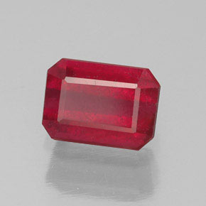 Rubi vermelho natural 1,48ct, corte esmeralda, SI