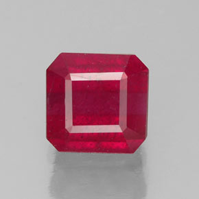 Rubi vermelho natural 1,48ct, corte esmeralda, SI