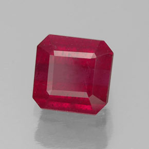 Rubi vermelho natural 1,48ct, corte esmeralda, SI