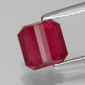 Rubi vermelho natural 1,48ct, corte esmeralda, SI