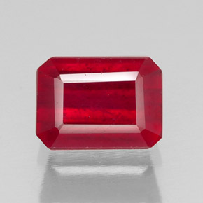 Rubi vermelho natural 1,64ct, corte esmeralda, SI
