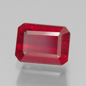 Rubi vermelho natural 1,64ct, corte esmeralda, SI