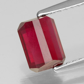 Rubi vermelho natural 1,64ct, corte esmeralda, SI