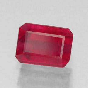 Rubi vermelho natural 1,69ct, corte esmeralda, SI