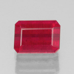 Rubi vermelho natural 1,73ct, corte esmeralda, SI