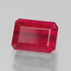 Rubi vermelho natural 1,73ct, corte esmeralda, SI