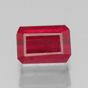 Rubi vermelho natural 1,56ct, corte esmeralda, SI
