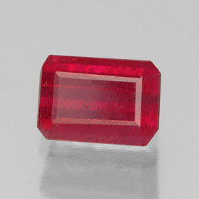 Rubi vermelho natural 1,56ct, corte esmeralda, SI