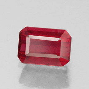 Rubi vermelho natural 1,31ct, corte esmeralda, SI