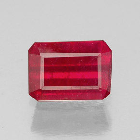 Rubi vermelho natural 1,17ct, corte esmeralda, SI