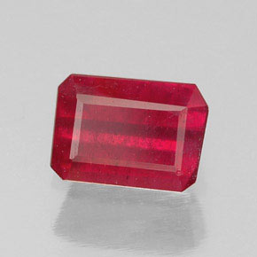 Rubi vermelho natural 1,17ct, corte esmeralda, SI