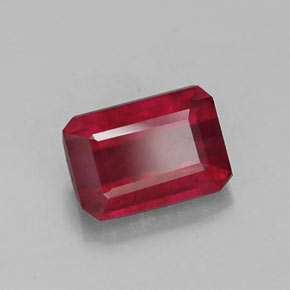 Rubi vermelho natural 1,43ct, corte esmeralda, SI