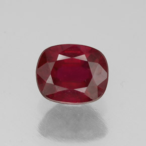 Rubi vermelho natural 1,49ct, almofada cortada, SI
