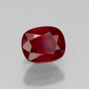 Rubi vermelho natural 1,49ct, almofada cortada, SI