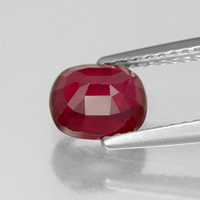 Rubi vermelho natural 1,49ct, almofada cortada, SI