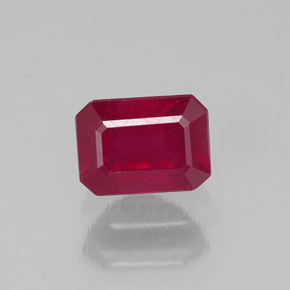 Rubi vermelho natural 1,69ct, corte esmeralda, SI