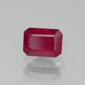 Rubi vermelho natural 1,69ct, corte esmeralda, SI